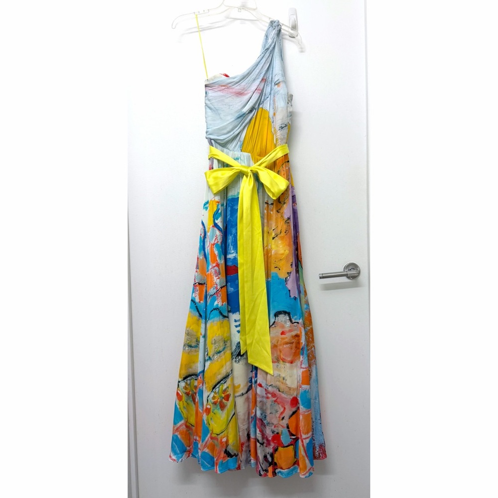 Alice + Olivia x Kidsuper Milan Asymmetric Maxi Dress Gown Colms Painting 8 - Picture 2 of 16